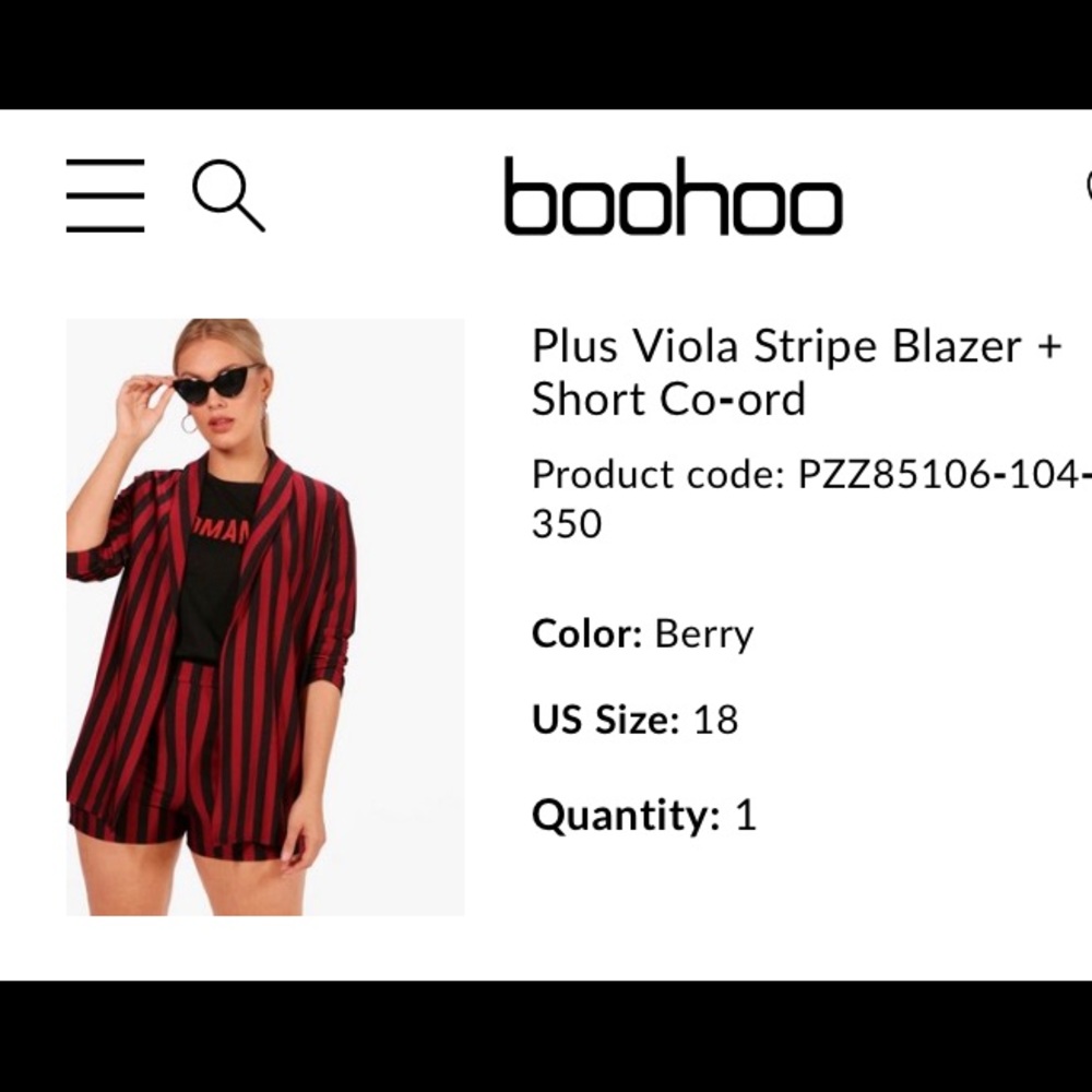 Plus Viola Stripe Blazer + Short Co-ord